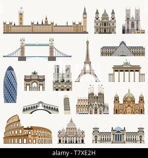 vector world famous landmarks Stock Vector