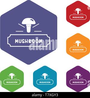 Mushroom fresh icons vector hexahedron Stock Vector
