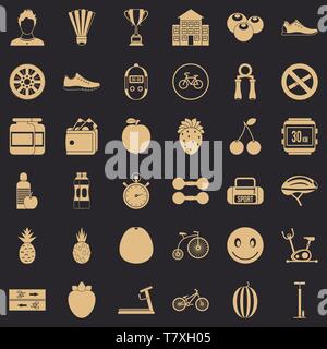 Strength icons set, simle style Stock Vector