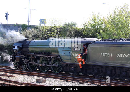 The 60163 Tornado steam locomotive hauling the Ynys mon express from Crewe to Holyhead Stock Photo