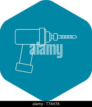 Medical drill icon, outline style Stock Vector