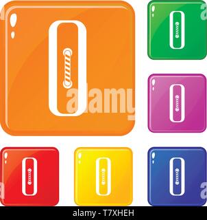 Sewn rectangular button icons set vector color Stock Vector