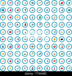 100 woman icons set, isometric 3d style Stock Vector