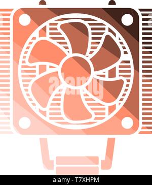 CPU Fan Icon. Flat Color Ladder Design. Vector Illustration. Stock Vector