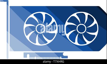 GPU Icon. Flat Color Ladder Design. Vector Illustration. Stock Vector