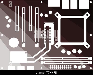 Motherboard Icon. Flat Color Ladder Design. Vector Illustration. Stock Vector