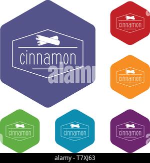 cinnamon icons vector hexahedron Stock Vector