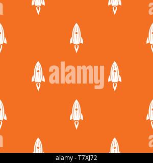Rocket space pattern vector orange Stock Vector