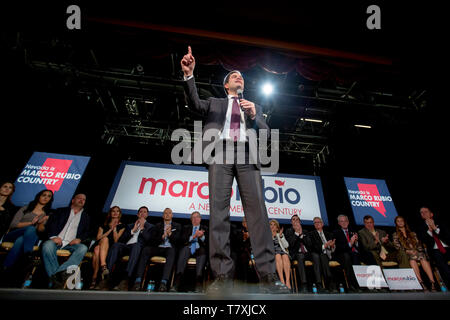 Republican Presidential candidate Marco Rubio campaigns at the Texas Station Hotel and Casino in Las Vegas. Stock Photo