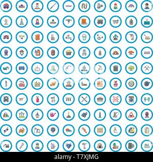 100 working icons set, cartoon style  Stock Vector