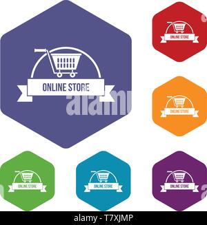 E business icons vector hexahedron Stock Vector