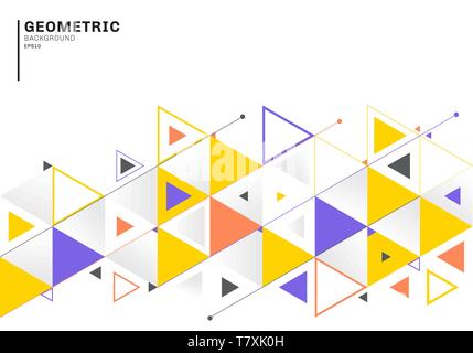 Abstract background template with colorful triangles and arrows for business and communication in flat style. Geometric pattern minimal design. Vector Stock Vector