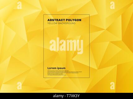Abstract low polygon or triangles pattern on yellow mustard background and texture. Geometric pattern. Vector illustration Stock Vector