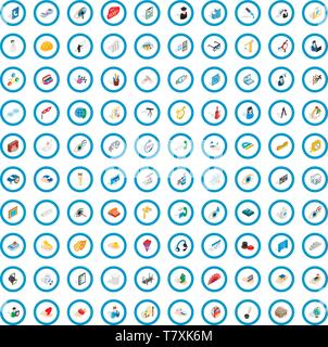 100 work space icons set, isometric 3d style Stock Vector