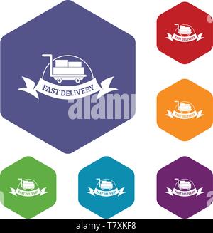 Fast delivery icons vector hexahedron Stock Vector