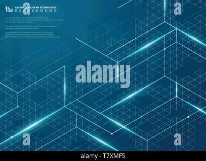 Modern futuristic of blue structure line energy pattern design background. You can use for ad, poster, innovation presentation, artwork, background. Stock Vector