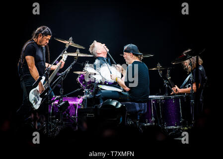 Turin, Italy. 10th Feb, 2018. Rob Trujillo, James Hetfield, Lars Ulrich and Kirk Hammett of the american heavy metal band Metallica, performing live on stage at the Pala Alpitour in Turin, Italy, on 10th February 2018. Credit: Alessandro Bosio/Pacific Press/17�Թ����� Live News Stock Photo