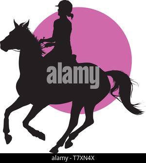 Horse and rider on color background. Vector EPS10 Stock Vector