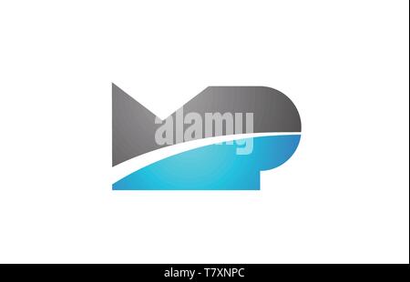 alphabet letter mp m p logo combination in blue and grey colors suitable for business and corporate identity Stock Vector