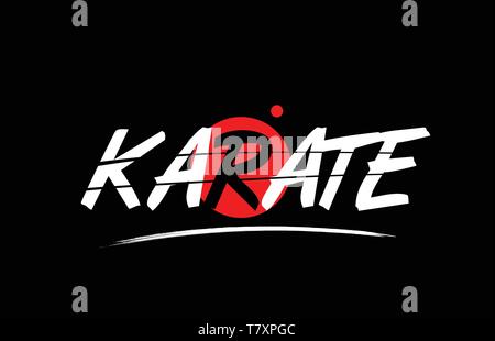 karate text word on black background with red circle suitable for card icon or typography logo design Stock Vector
