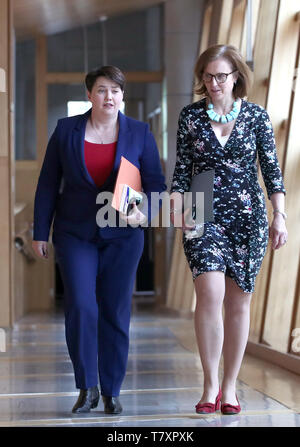 Scottish Conservative leader Ruth Davidson (left) and Rachael Hamilton MSP arrive ahead of First Minister's Questions at the Scottish Parliament in Edinburgh. Stock Photo