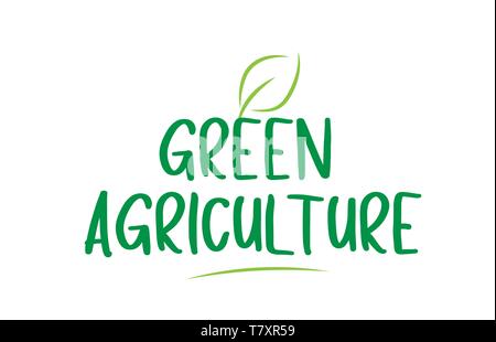 green agriculture green word text with leaf suitable for icon, badge or typography logo design Stock Vector