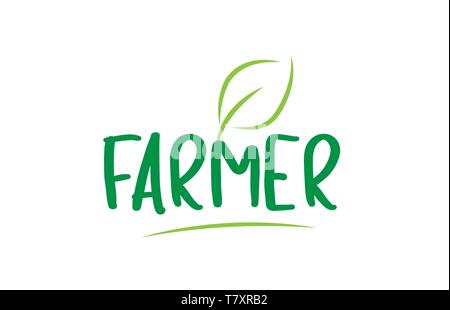 farmer green word text with leaf suitable for icon, badge or typography logo design Stock Vector