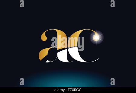 combination letter ac a c gold golden alphabet logo icon design with ...