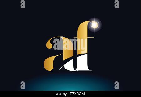 combination letter af a f gold golden alphabet logo icon design with ...