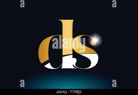 gold golden alphabet letter ds d s logo combination design suitable for ...