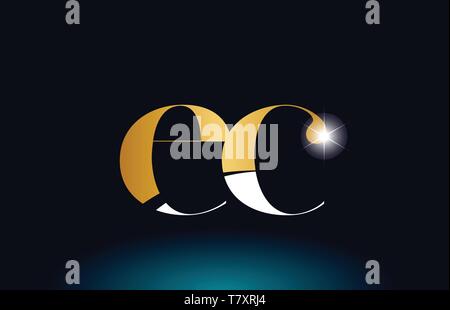 gold golden alphabet letter ec e c logo combination design suitable for ...