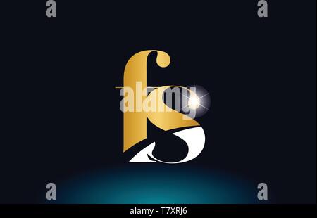 combination letter fs f s gold golden alphabet logo icon design with ...