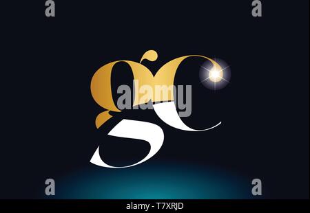 combination letter gc g c gold golden alphabet logo icon design with ...
