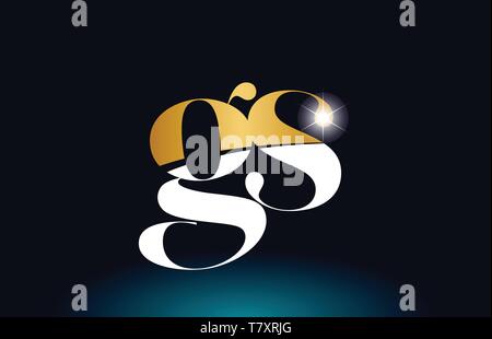 gold golden GS combination alphabet bold letter logo with dots. Joined ...