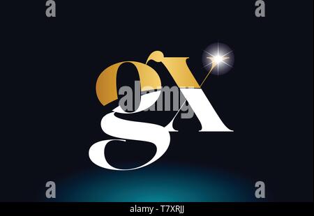 combination letter gx g x gold golden alphabet logo icon design with ...