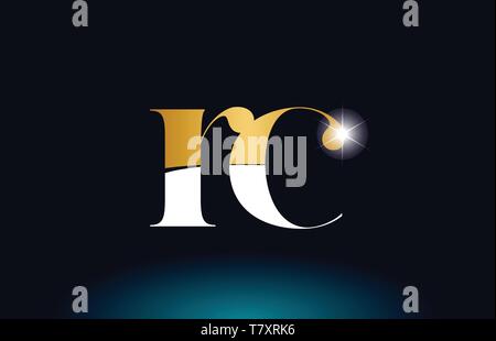 combination letter rc r c gold golden alphabet logo icon design with ...