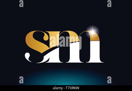 gold golden alphabet letter sm s m logo icon combination design suitable for a company or business Stock Vector