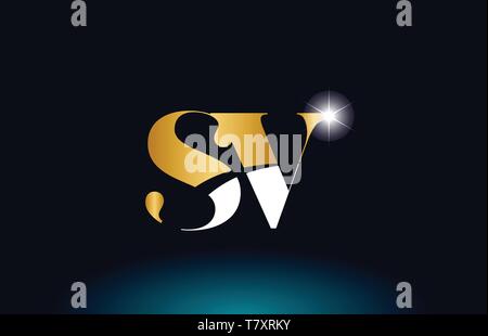gold golden SV combination alphabet bold letter logo with dots. Joined ...