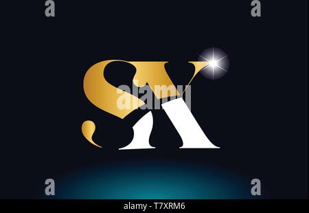 combination letter sx s x gold golden alphabet logo icon design with ...