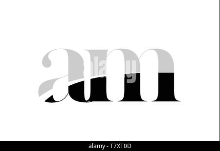 black and white alphabet letter am a m logo combination design suitable ...