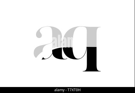 black and white alphabet letter aq a q logo icon design for a company or business Stock Vector