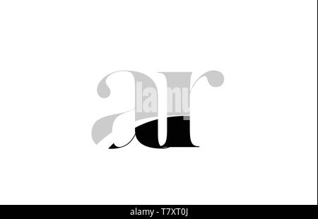black and white alphabet letter ar a r logo combination design suitable ...