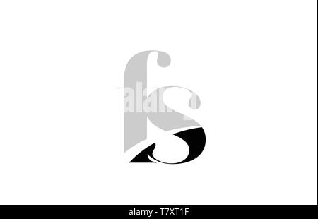 black and white alphabet letter fs f s logo combination design suitable ...