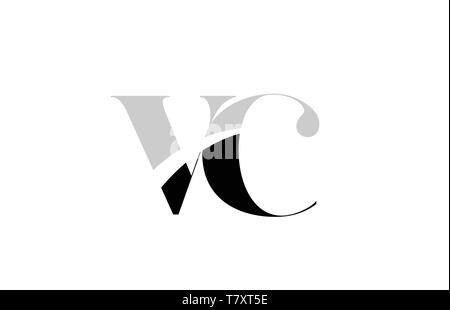 black and white alphabet letter vc v c logo combination design suitable ...