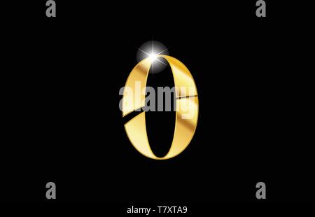 gold golden metal metallic number 0 zero logo icon design for a company or business Stock Vector