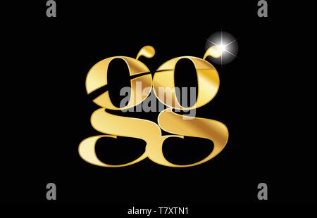 gold golden alphabet letter gg g g logo icon combination design ...