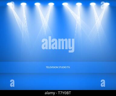 Studio background. Vector empty blue studio for your design, spotlight. Vector graphics Stock Vector