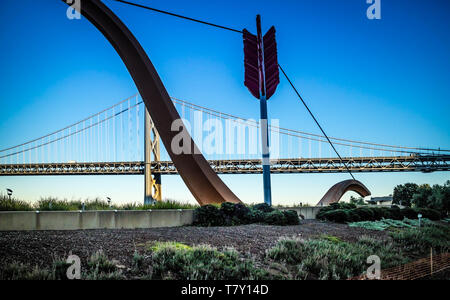 San Francisco, CA, USA - May 6, 2017: A large Cupid's big bow along the city Stock Photo