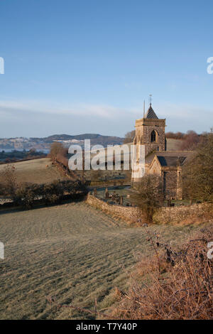 Crisp winter morning Church of St Mary's at Crosthwaite  the Lyth Valley between Kendal and Bowness On Windermere Lake District  Cumbria England Stock Photo