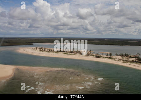 Aftermath Cyclone Idai and Cyclone Kenneth in Mozambique and Zimbabwe, pictures of affected villages taken from helicopter. Stock Photo
